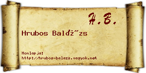Hrubos Balázs névjegykártya
